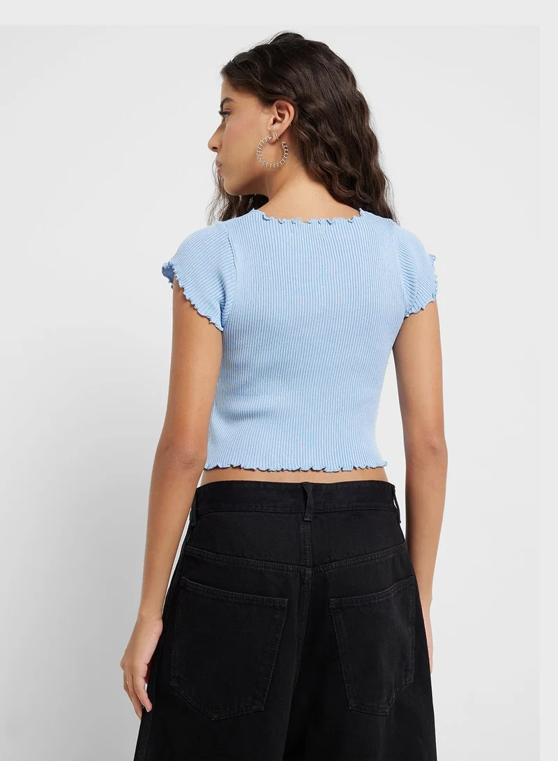 Ginger Lettuce Hem Button Up Tshirt